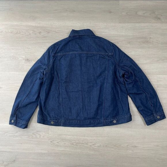 Levis Wellthread Lined Trucker Jacket Womens Small Denim Dark Wash A10560000 - Picture 2 of 6